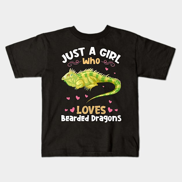 Just a Girl who loves Bearded Dragons Kids T-Shirt by aneisha